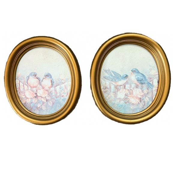 Set of 2 Vintage Homco Home Interiors Bluebird Prints - Picture 1 of 6